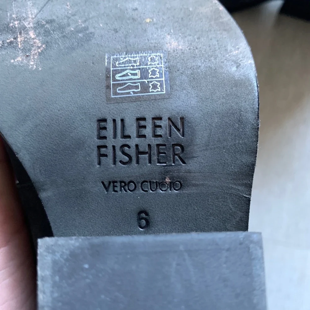 Eileen Fisher‎ Women Suede Tag Wrap-Snap Black Leather Ankle Booties Sz 6